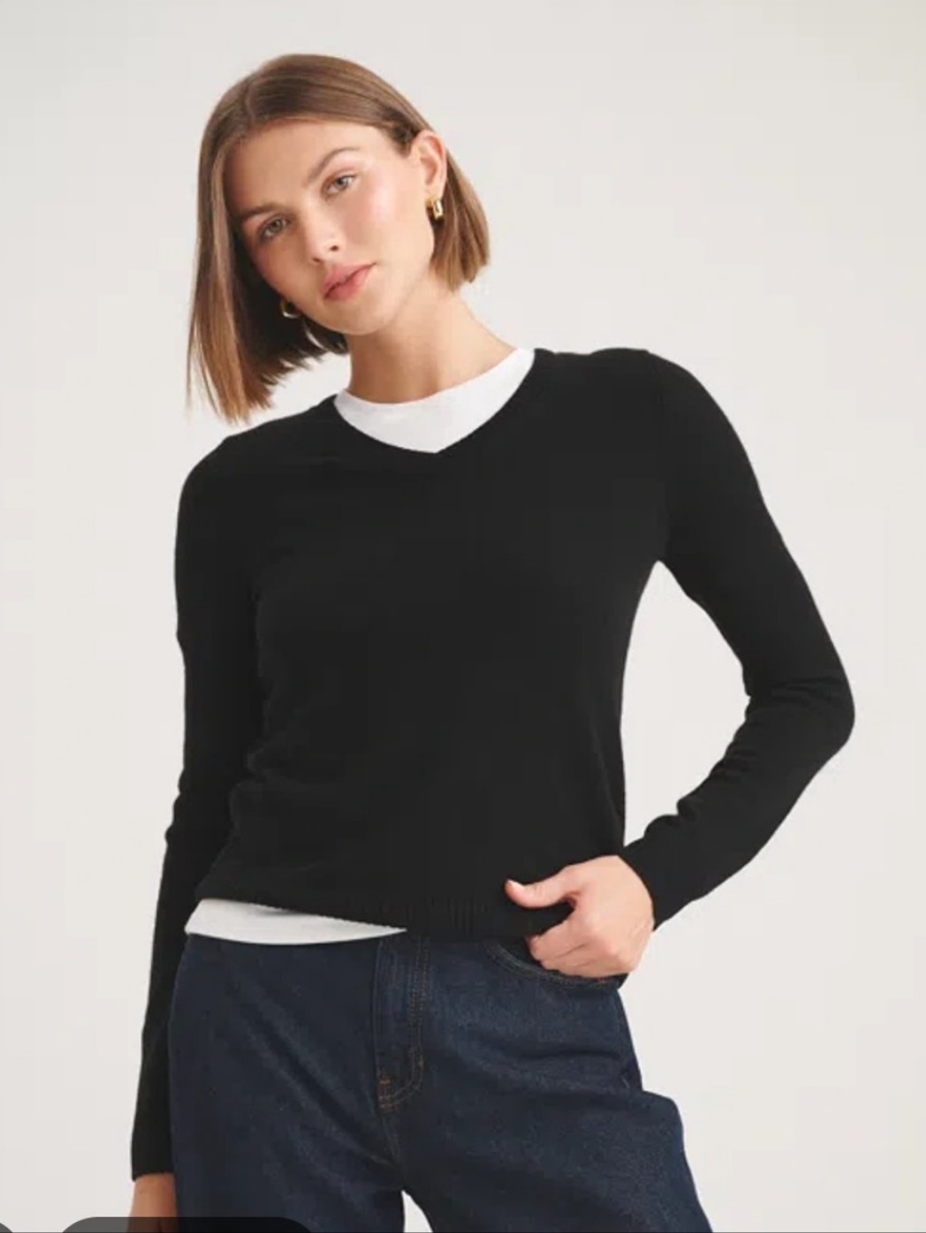Naadam Black Cashmere V-Neck Sweater